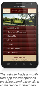 Addison Reserve's mobile site