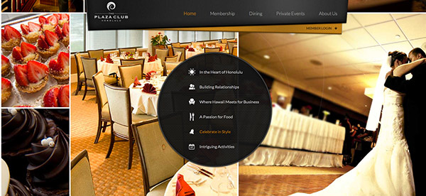 The Plaza Club's homepage design is outside the box
